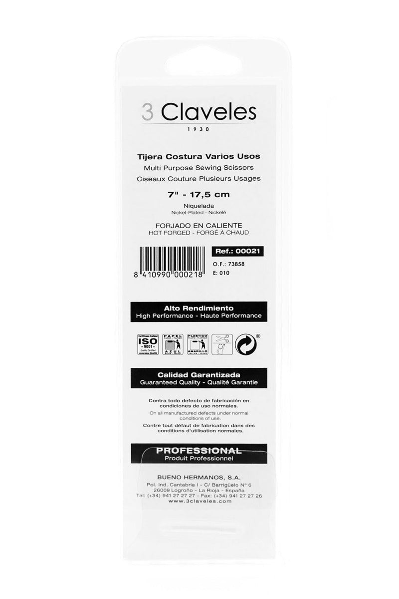 Tijera Costura 3 claveles 18 cm - Ribes y Casals