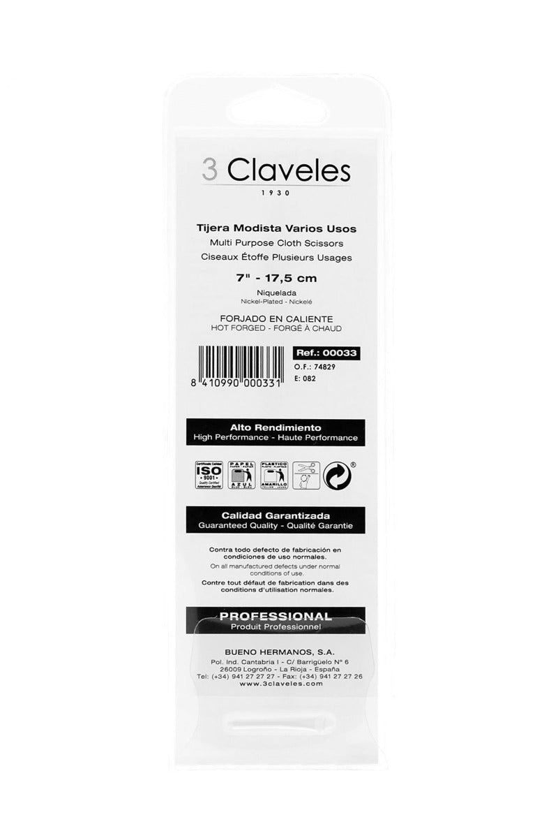 Tijera Modista 18cm 3 claveles - Ribes y Casals