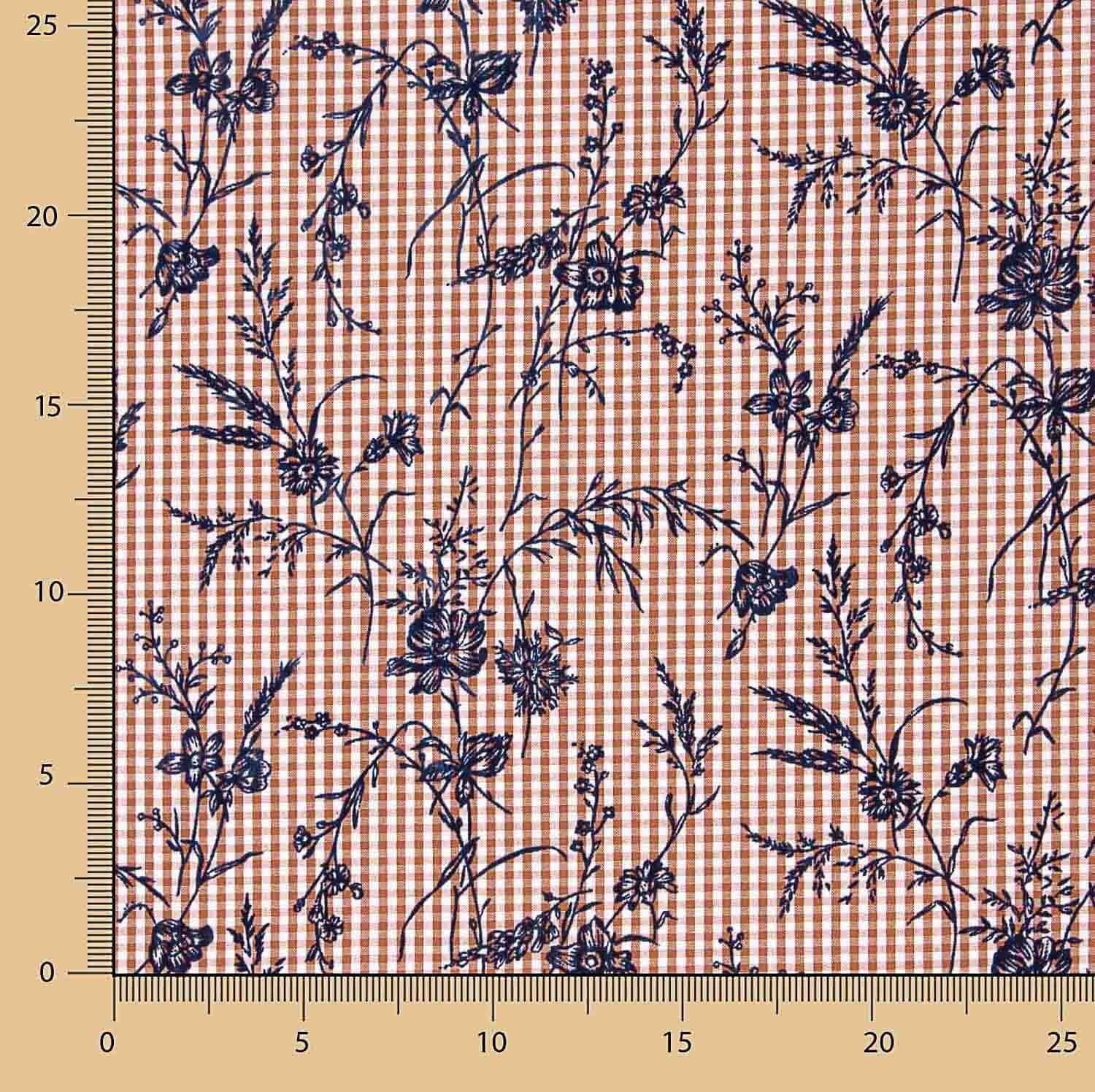Vichy Cotton Flocked Floral Navy - Ribes y Casals