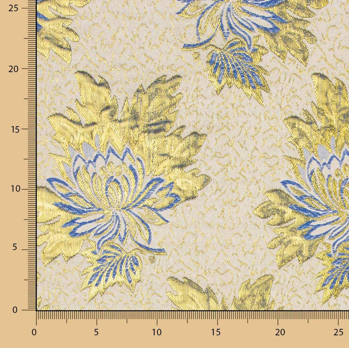 Golden Blue Flower Lurex Brocade - Ribes y Casals