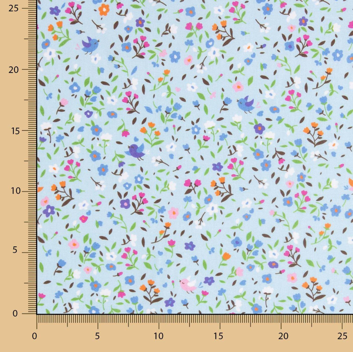 Cindy Turquoise Flowers Cotton Poplin - Ribes y Casals