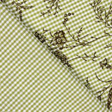 Vichy Cotton Olive Flocked Floral Khaki - Ribes y Casals