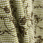 Vichy Cotton Olive Flocked Floral Khaki - Ribes y Casals
