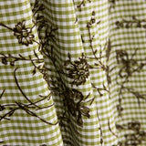 Vichy Cotton Olive Flocked Floral Khaki - Ribes y Casals
