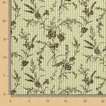 Vichy Cotton Olive Flocked Floral Khaki - Ribes y Casals