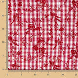 Red Floral Flocked Cotton Vichy - Ribes y Casals