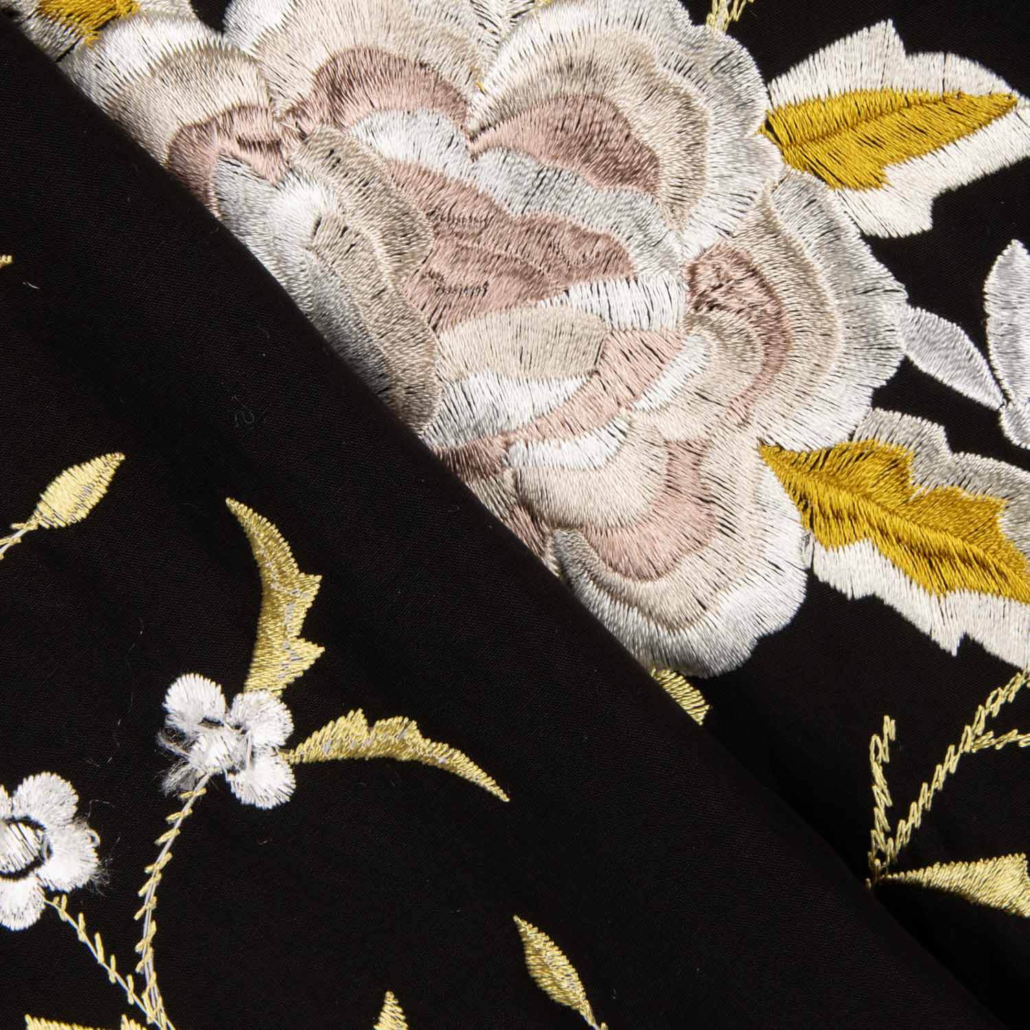 Tencel Embroidered Black Shawl - Ribes y Casals