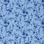 Blue Floral Flocked Cotton Vichy - Ribes y Casals