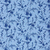 Blue Floral Flocked Cotton Vichy - Ribes y Casals