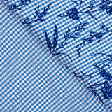 Blue Floral Flocked Cotton Vichy - Ribes y Casals