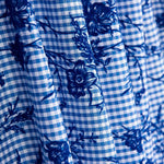 Blue Floral Flocked Cotton Vichy - Ribes y Casals