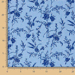 Blue Floral Flocked Cotton Vichy - Ribes y Casals