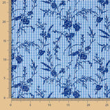 Blue Floral Flocked Cotton Vichy - Ribes y Casals