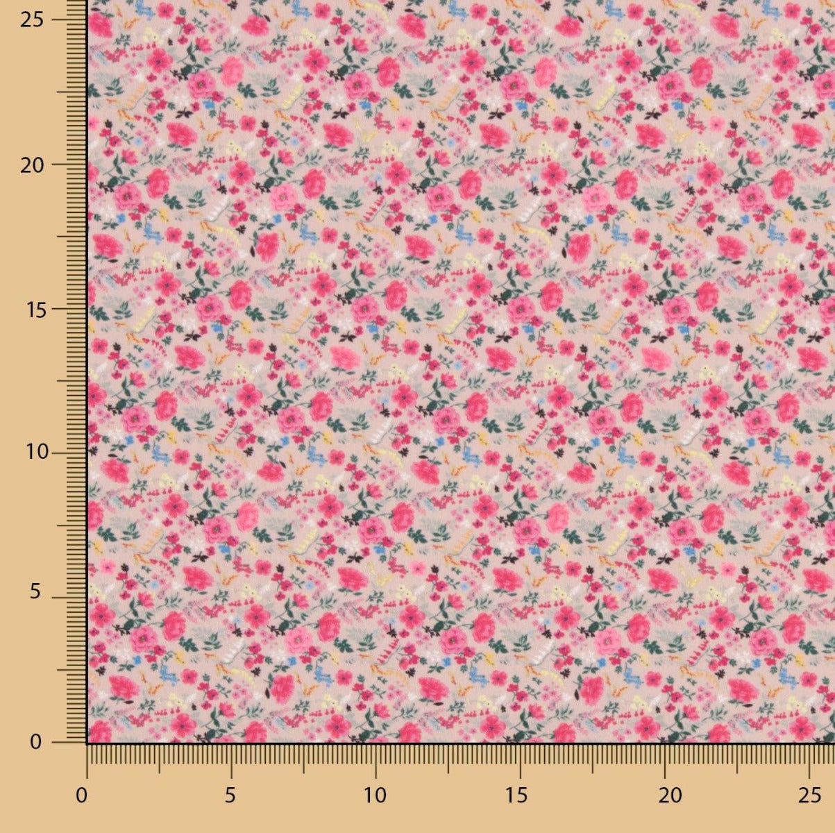 Vintage Pink Mini Floral Lightweight Crêpe - Ribes y Casals