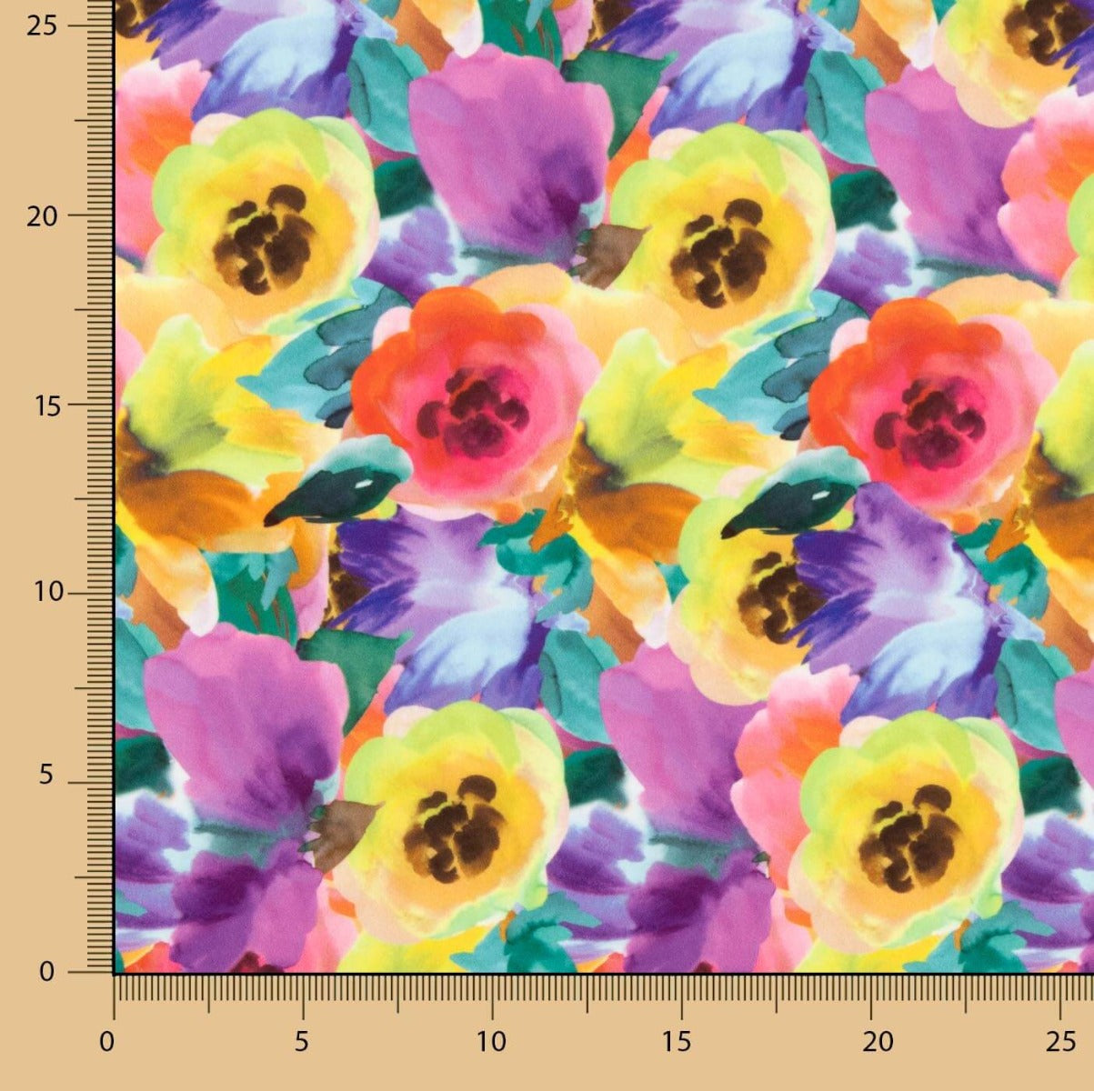 Multicolour Watercolour Floral Lightweight Crêpe - Ribes y Casals