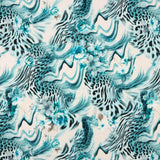 Blue Floral Animal Print Lightweight Crêpe - Ribes y Casals