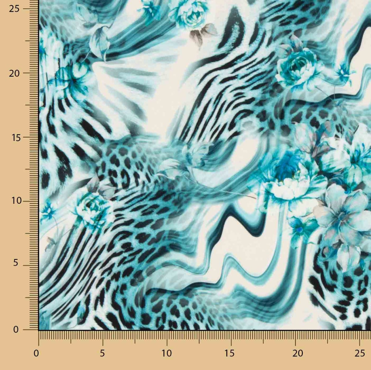 Blue Floral Animal Print Lightweight Crêpe - Ribes y Casals