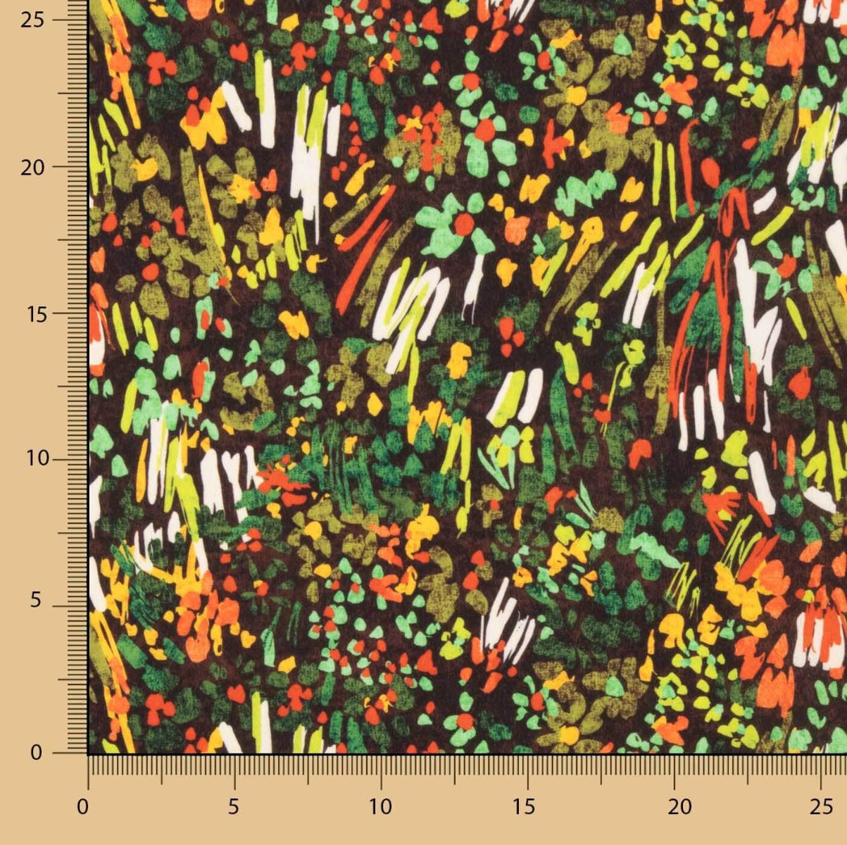 Autumn Green Abstract Floral Lightweight Crêpe - Ribes y Casals