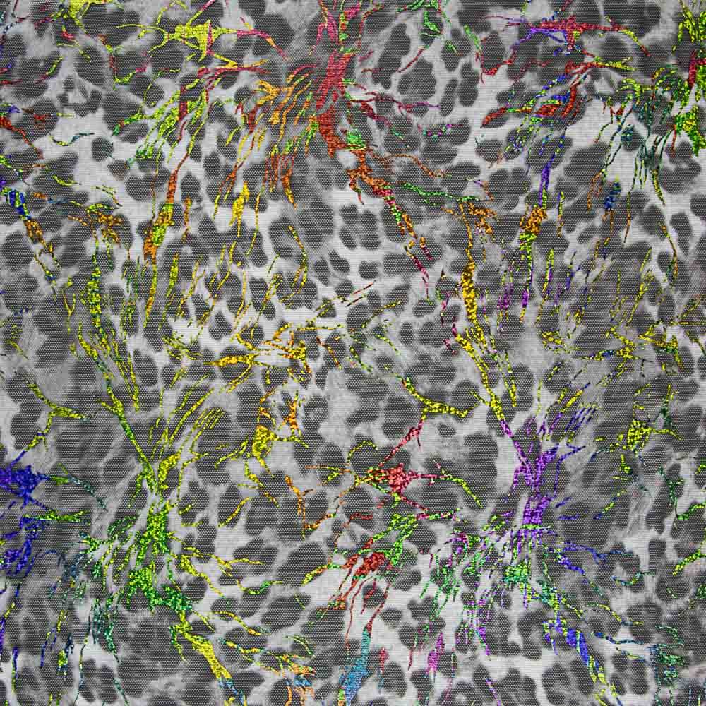 Gray Laminated Leopard Elastic Grid - Ribes y Casals