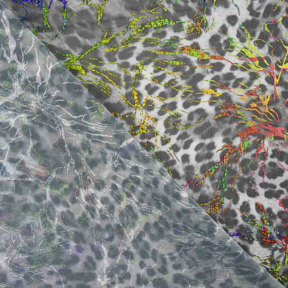 Gray Laminated Leopard Elastic Grid - Ribes y Casals