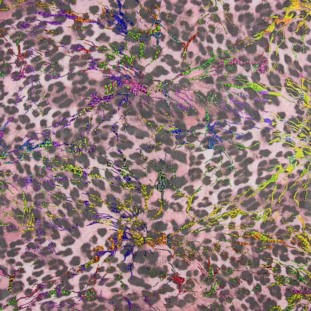 Pink Laminated Leopard Elastic Mesh - Ribes y Casals