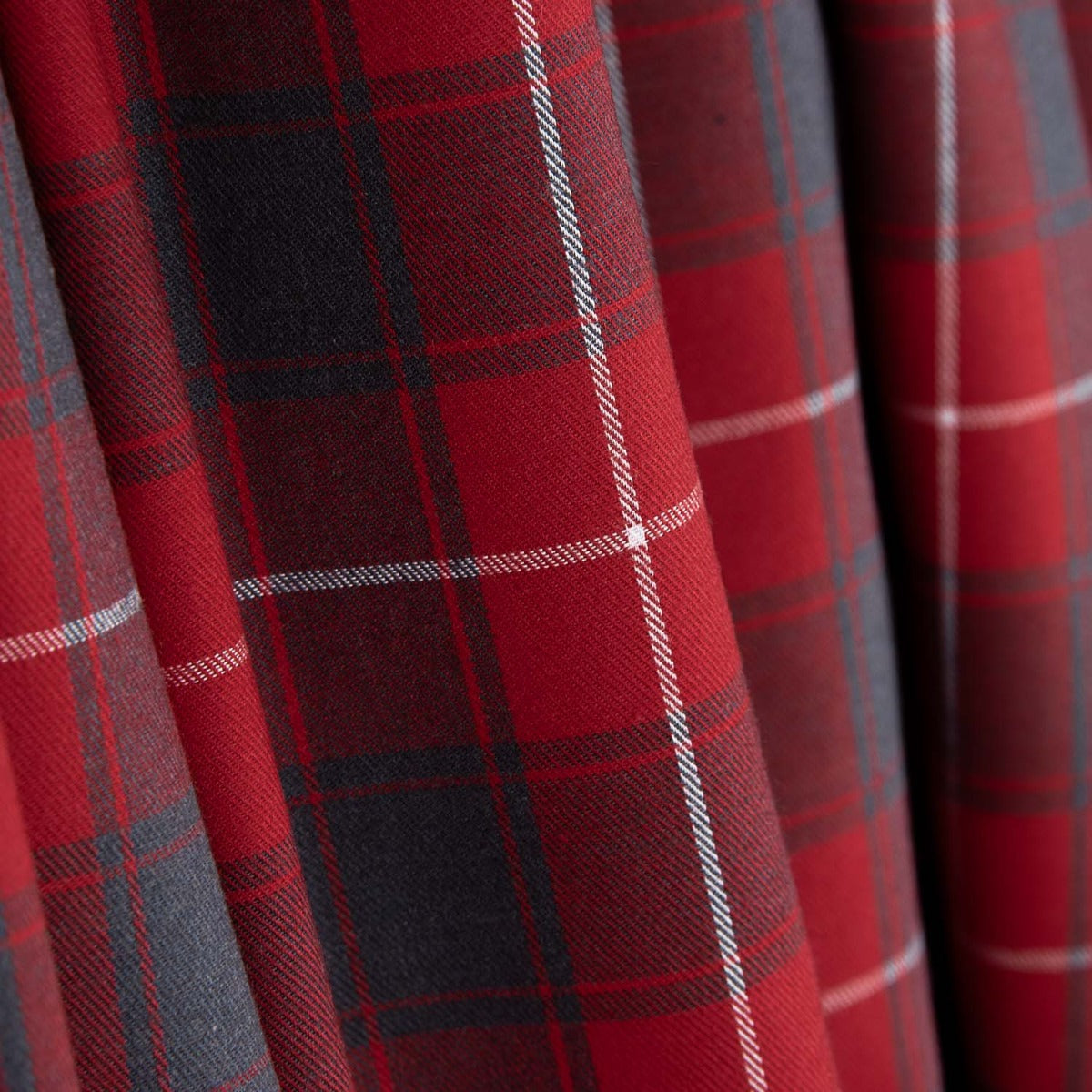 Scotland Red and Grey Tartan Cotton Flannel Fabric - Ribes y Casals