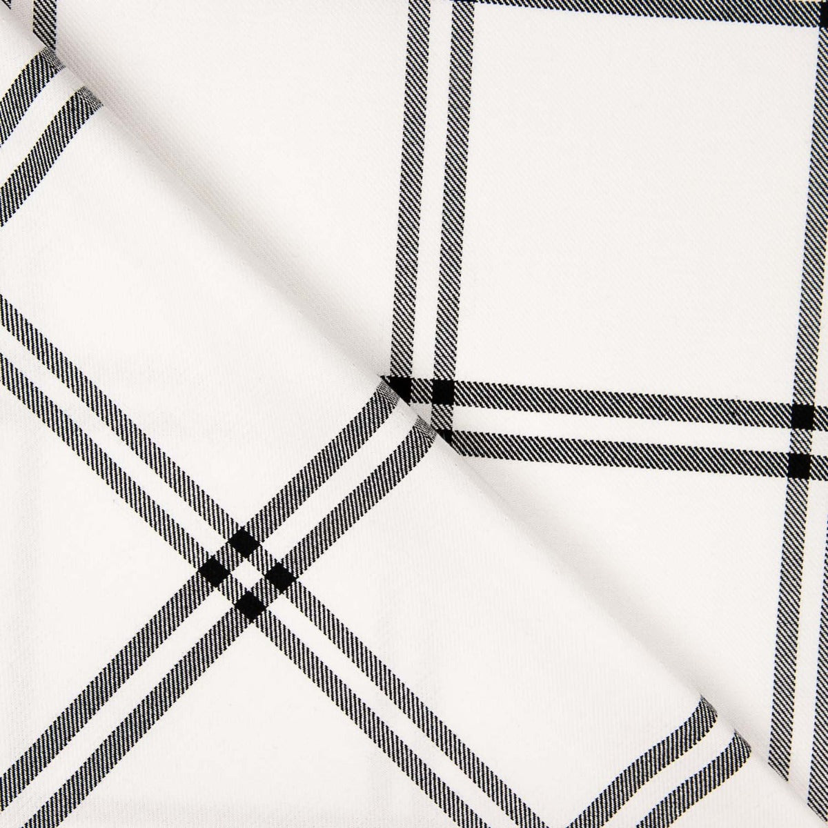 Windowpane Check Black and White Cotton Flannel Fabric - Ribes y Casals