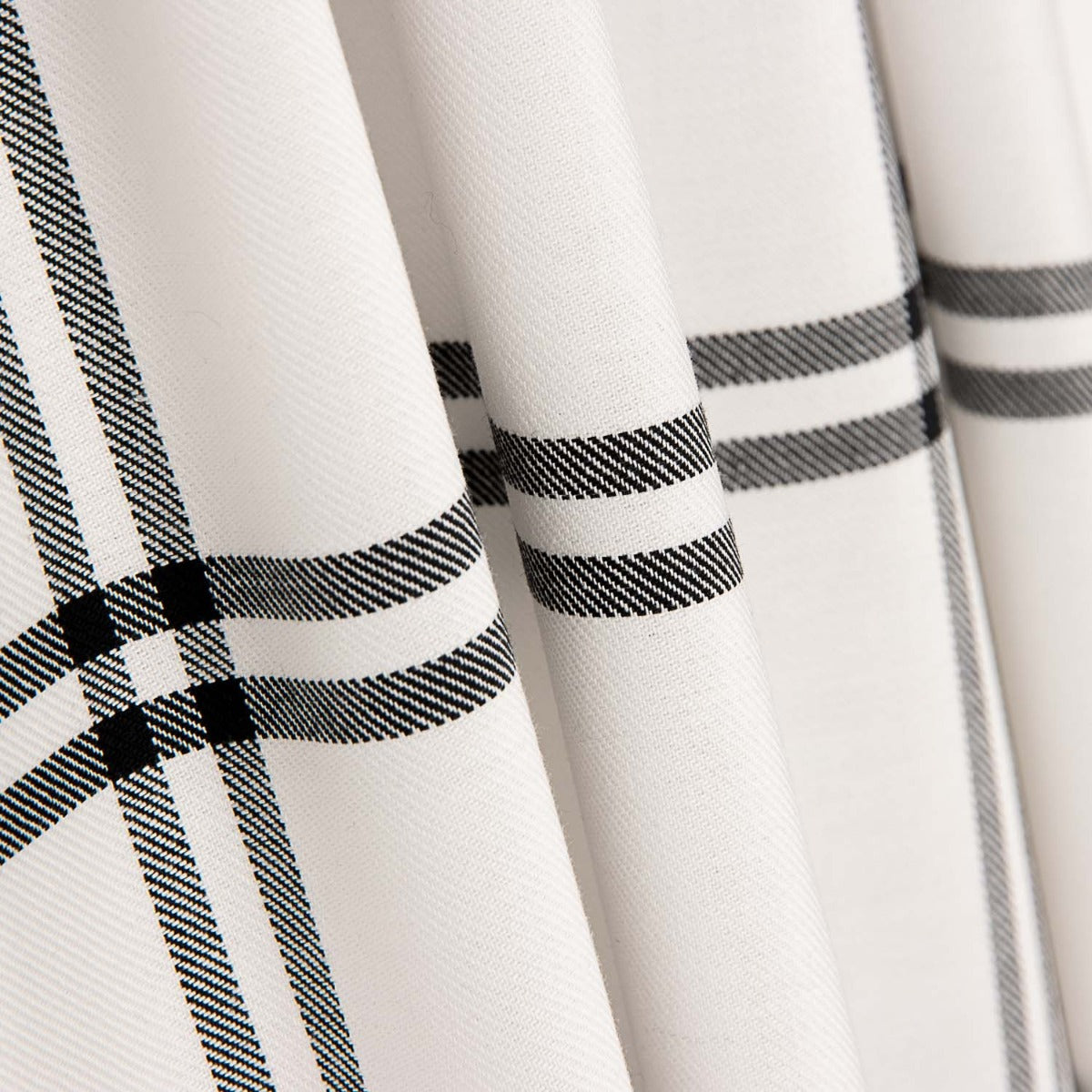 Windowpane Check Black and White Cotton Flannel Fabric - Ribes y Casals