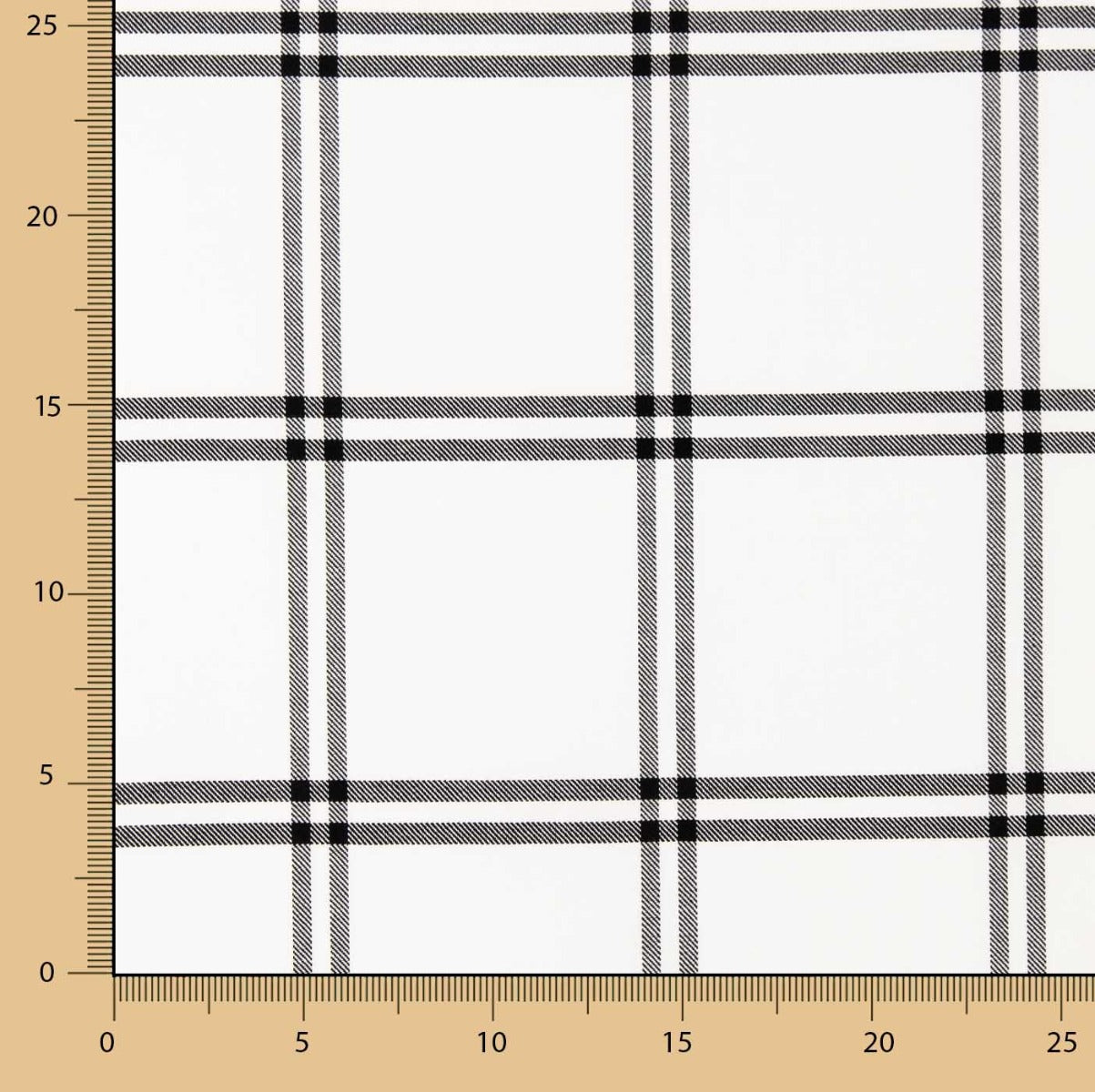 Windowpane Check Black and White Cotton Flannel Fabric - Ribes y Casals