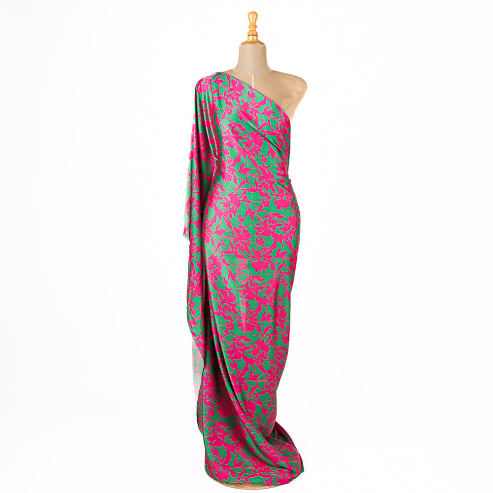 Fuchsia-Green Shadow Print Satin Fuchsia-Green - Ribes y Casals