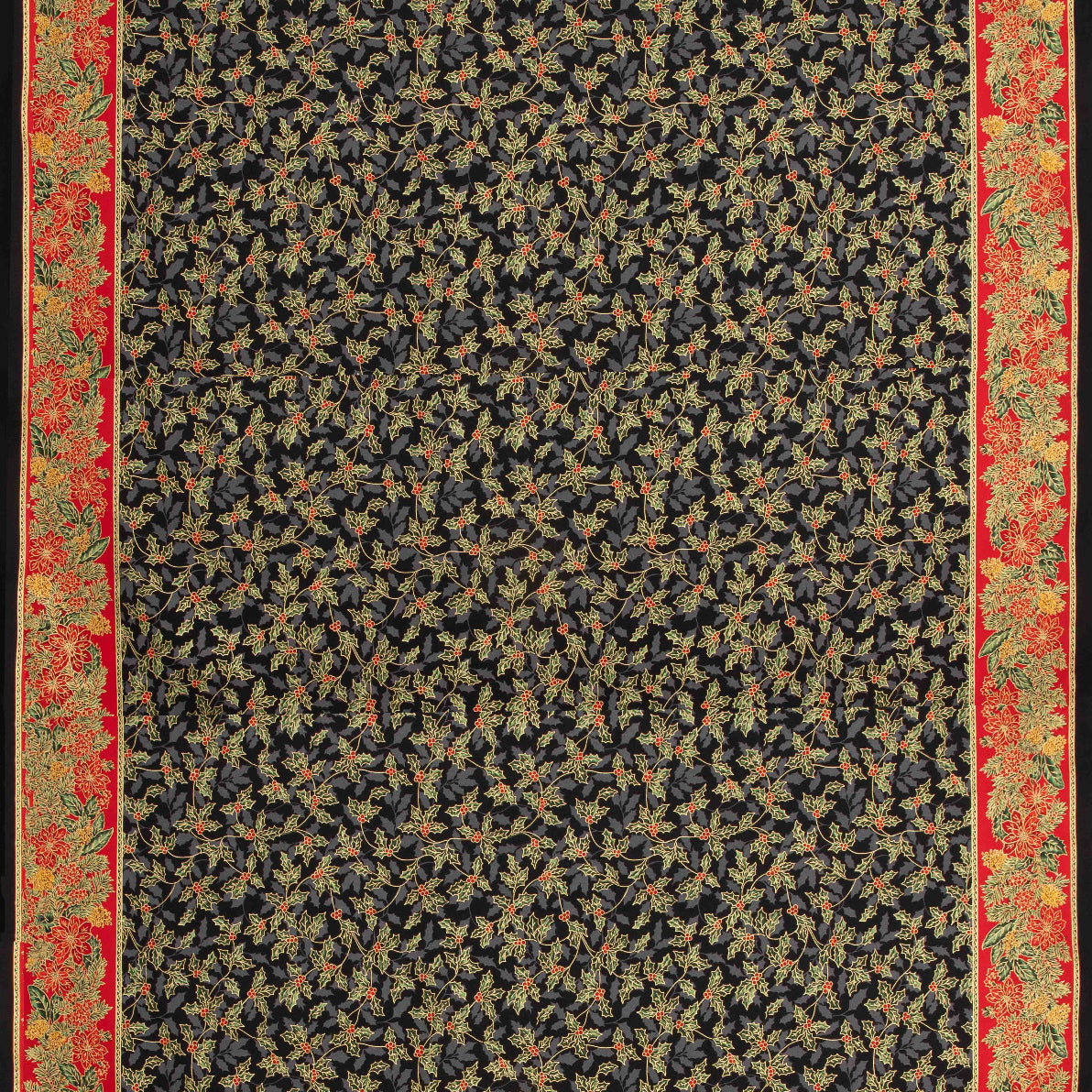 Poplin Cotton Flowers Christmas Black - Ribes y Casals