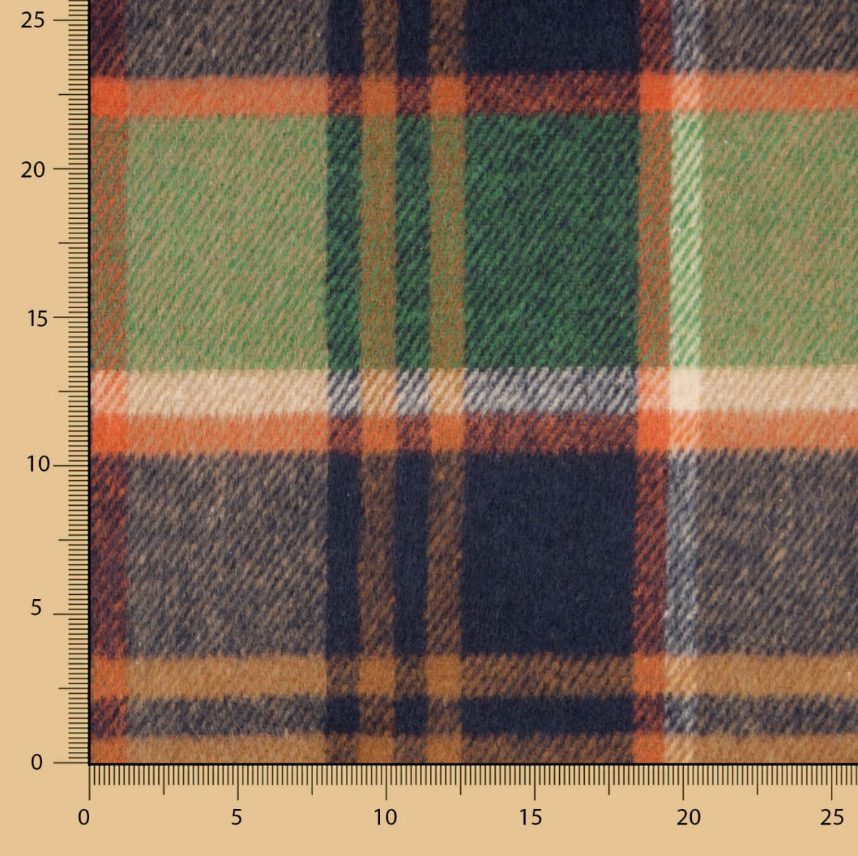 Forest Green, Orange and Navy Checked Mouflon - Ribes y Casals