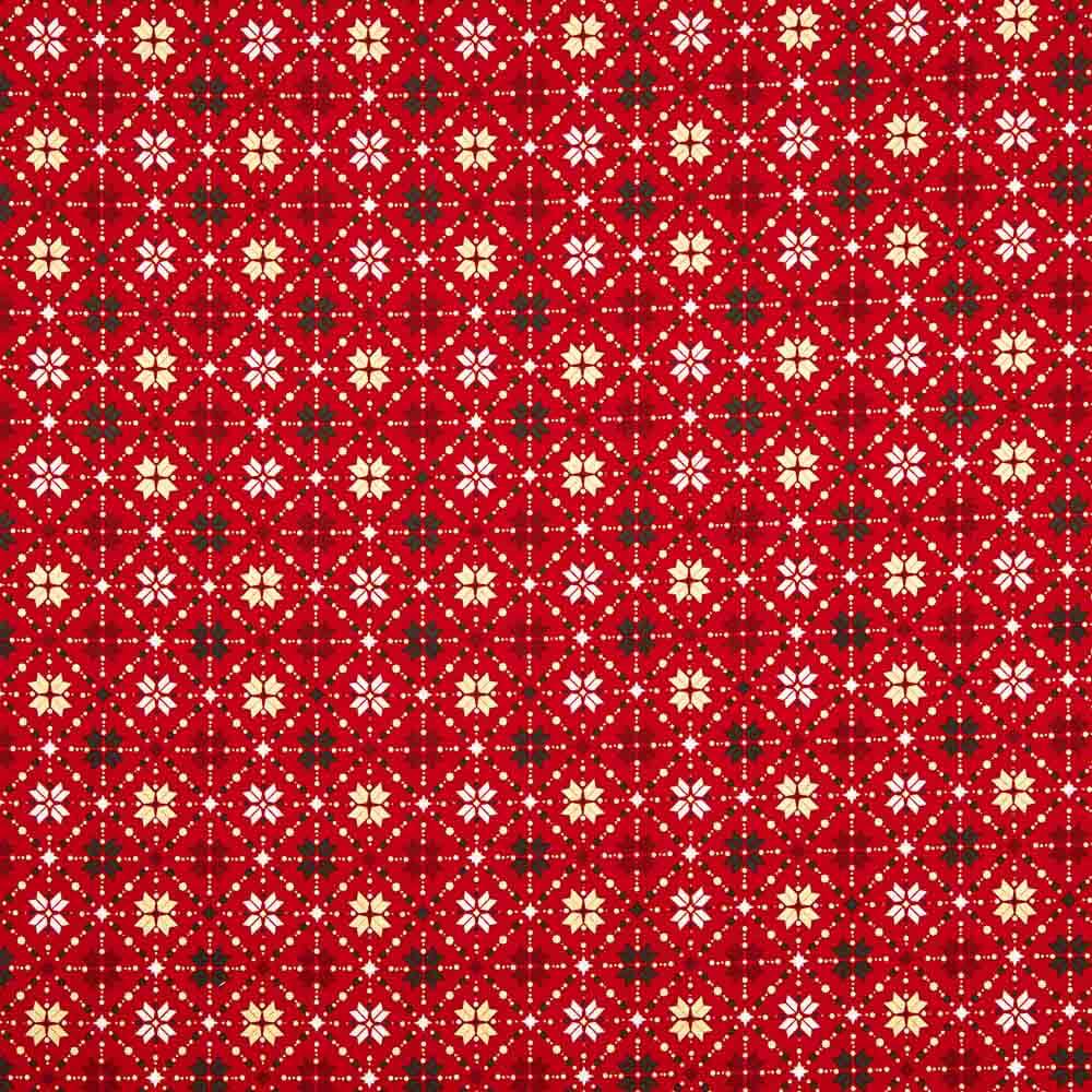 Red Noel Star Geo Cotton Poplin - Ribes y Casals