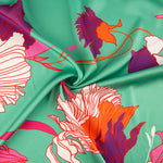 Floral Print Satin Deco Green - Ribes y Casals