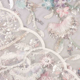 White Tulle Rhinestones with Gradient Flowers in Soft Tones - Ribes y Casals