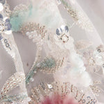 White Tulle Rhinestones with Gradient Flowers in Soft Tones - Ribes y Casals