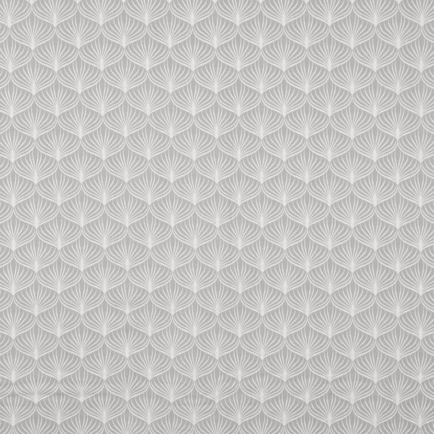 Grey Leaf Print Cotton Percale on White Background - Ribes y Casals