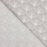 Grey Leaf Print Cotton Percale on White Background - Ribes y Casals