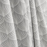 Grey Leaf Print Cotton Percale on White Background - Ribes y Casals