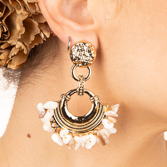 Gold and Mother-of-Pearl Flamenco Earrings - Ribes y Casals