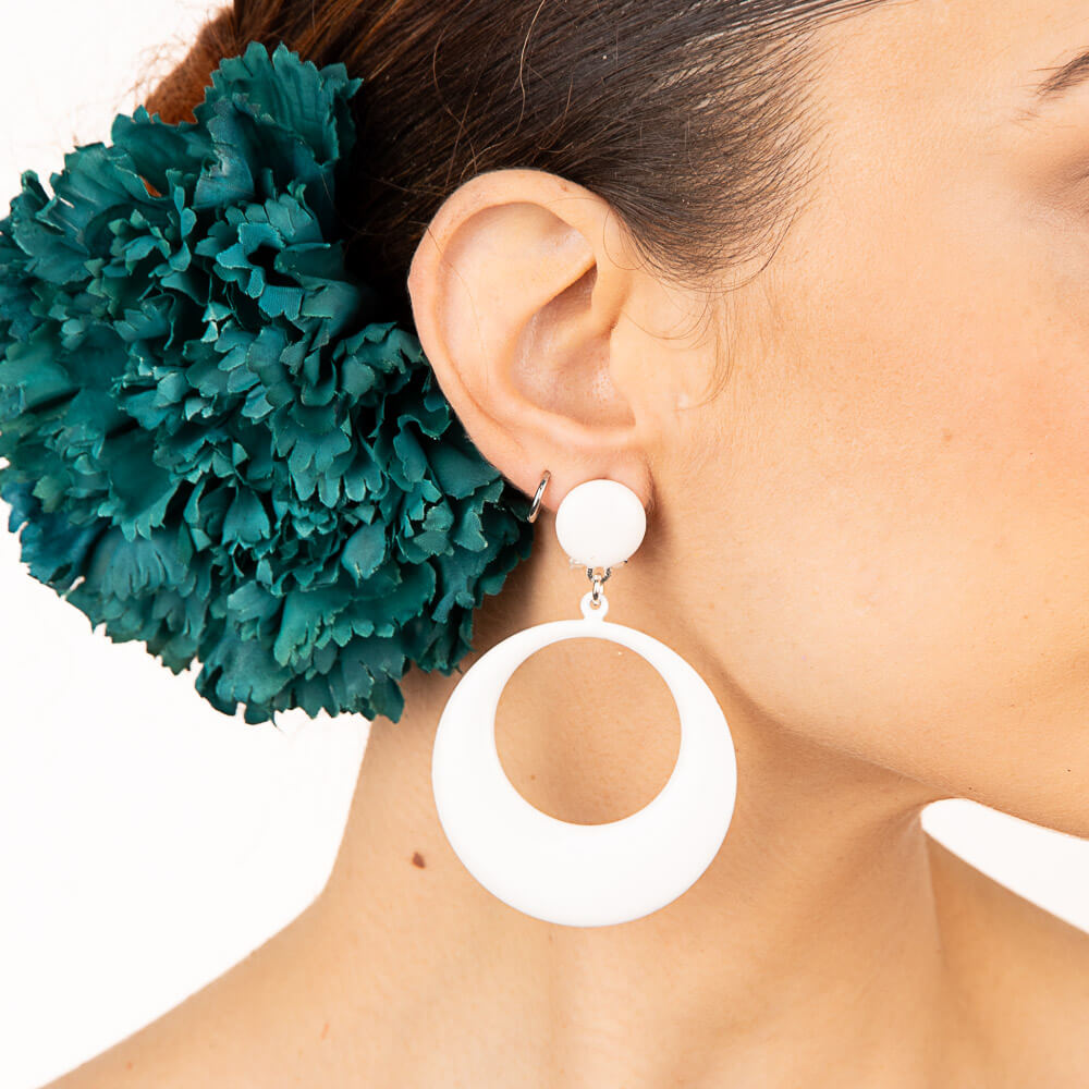 White Hoop Flamenco Earrings - Ribes y Casals
