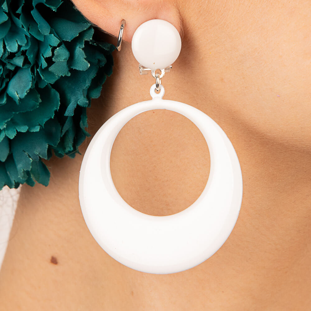 White Hoop Flamenco Earrings - Ribes y Casals