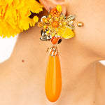 Orange Teardrop Flamenco Earrings - Ribes y Casals
