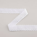 White Embroidered Batiste Ribbon Model 11788 – 25 mm - Ribes y Casals