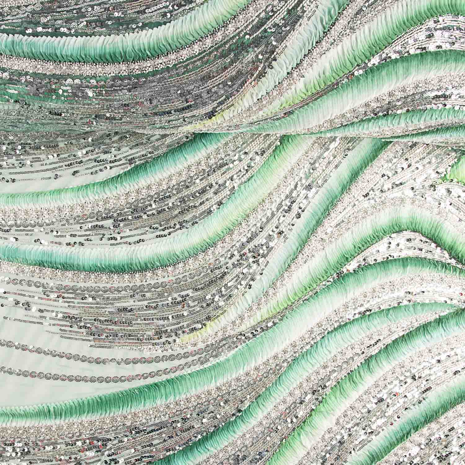 White and Green Gradient Tulle Beading - Ribes y Casals
