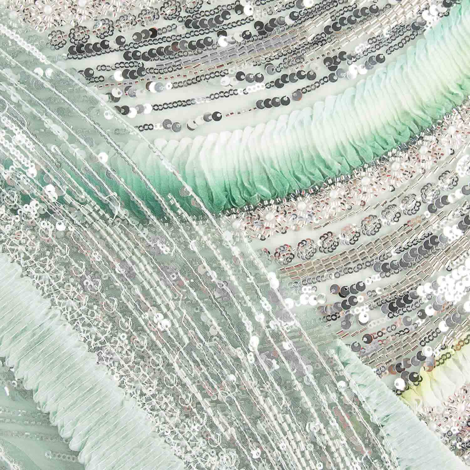 White and Green Gradient Tulle Beading - Ribes y Casals