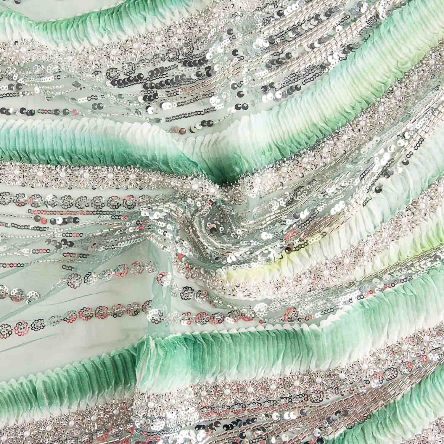 White and Green Gradient Tulle Beading - Ribes y Casals