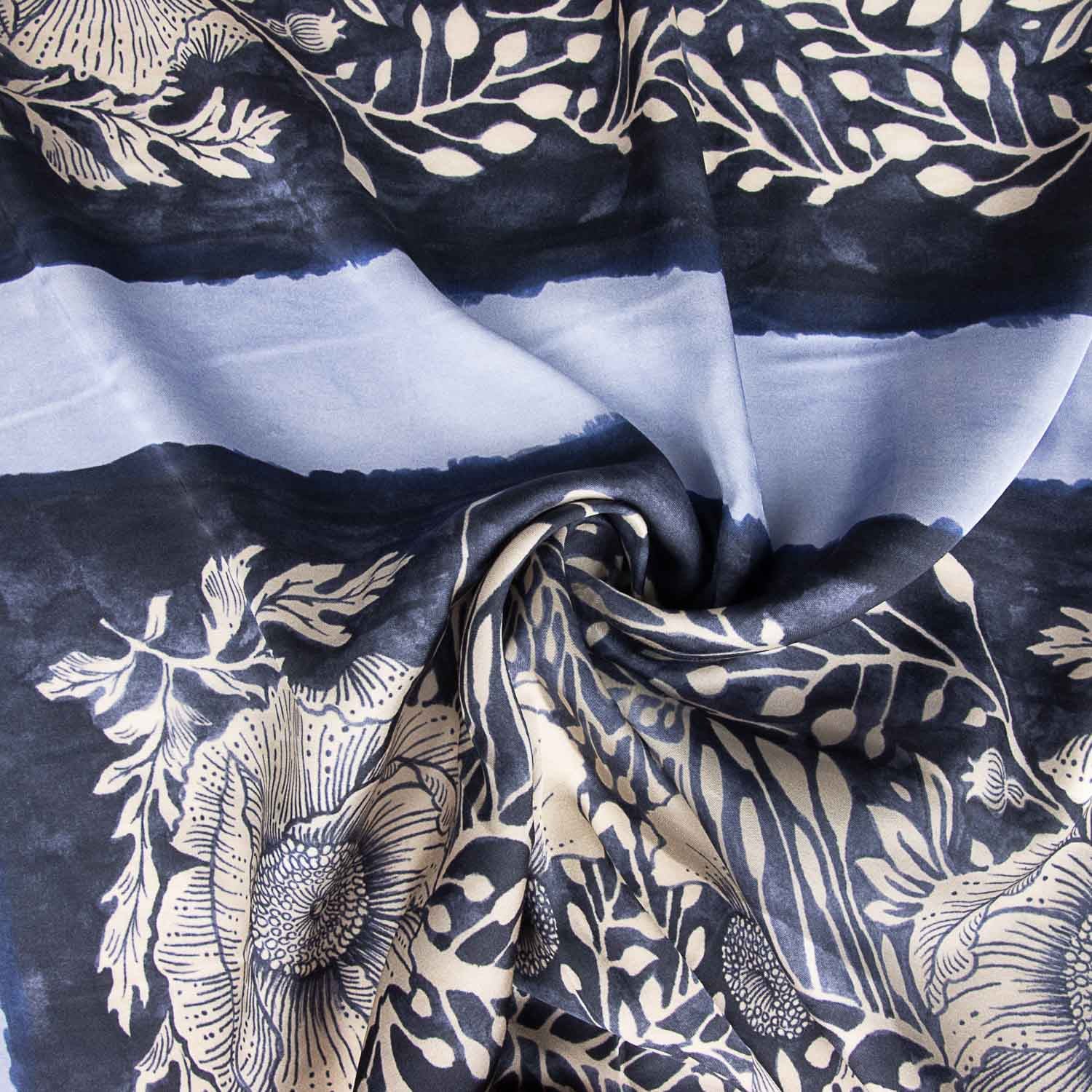 Turquoise Geometric Print Polyester Satin - Ribes y Casals