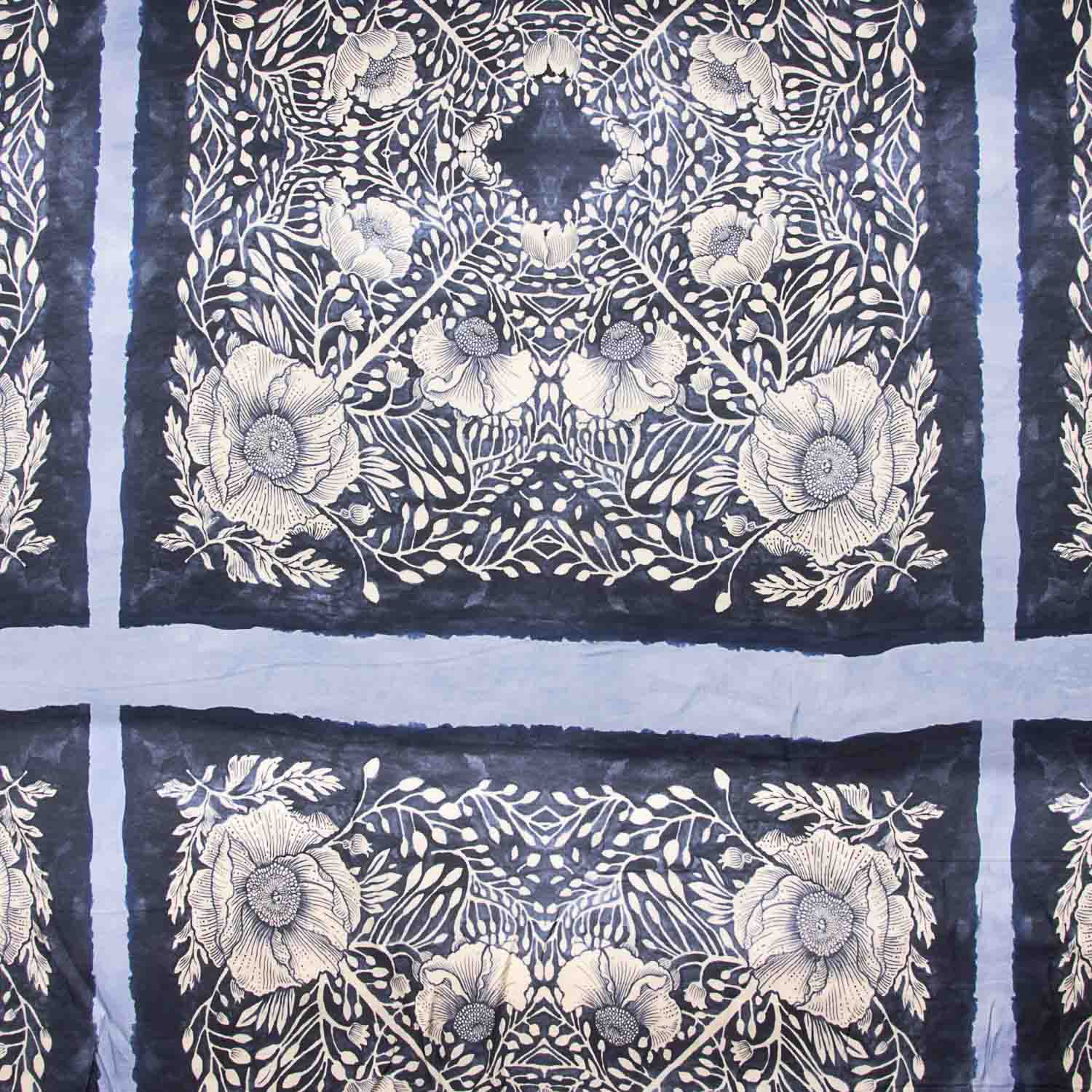 Turquoise Geometric Print Polyester Satin - Ribes y Casals