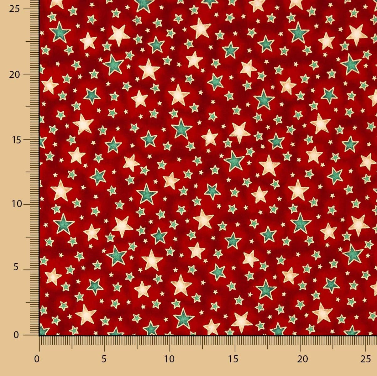 Christmas Poplin Stars Red - Ribes y Casals